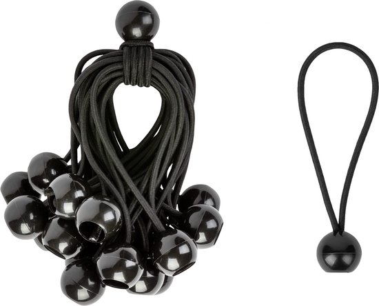 Spanelastiek met bal / 25 stuks - Spanband voor Bootzeil/Zeil/Spandoeken/Schaduwdoek/Aanhangwagen/Tent - 15 cm - zwart - tentspanner van Hendrik Jan