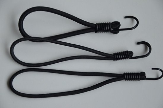 Spanelastiek met haak - 25 st- 13 cm - Zwart - tent - boot - schaduwdoek van ProPlus