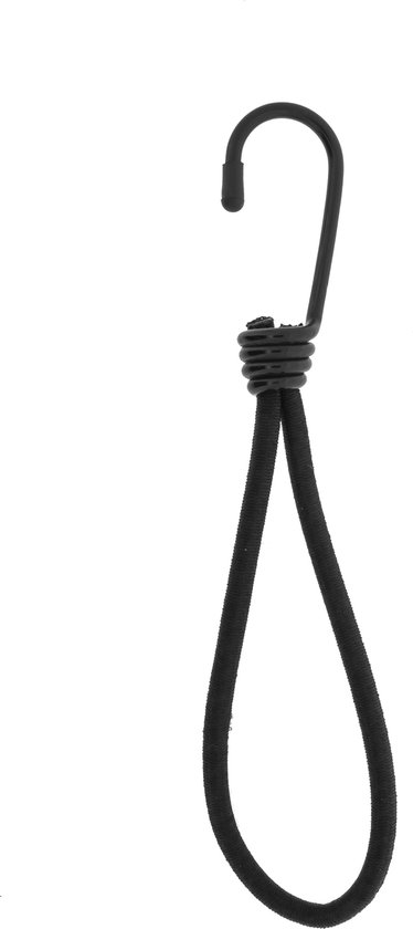 Spanelastiek met haak / 25 stuks - Spandoeken/Schaduwdoek/Aanhangwagen/Tent/Bootzeil/Zeil - 13 cm - Zwart - Basic haak van Merkloos