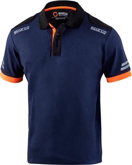 Sparco TECH Polo Marineblauw/Oranje Polo maat L van Sparco