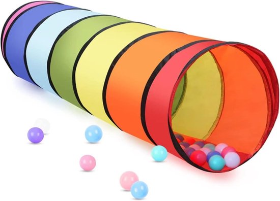 Speelse 180CM Kids Speeltunnel Tent met 46CM Ronde Opening - Kleurige Opvouwbare Crawl Tunnel voor Baby's, Kinderen en Huisdieren - Ideaal voor Binnen en Buiten Spelletjes