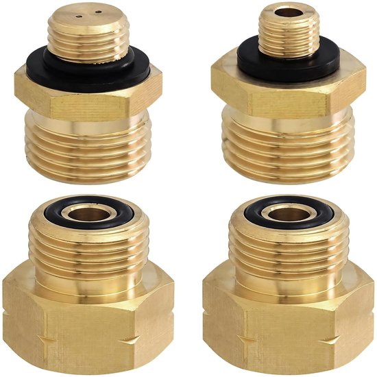 SPHProducts - 4-delige Gas Adapter Set - Aansluitadapter voor Gasflessen - Geel - Geschikt voor Cilinders en Apparatuur - Veilig en Betrouwbaar - Buit