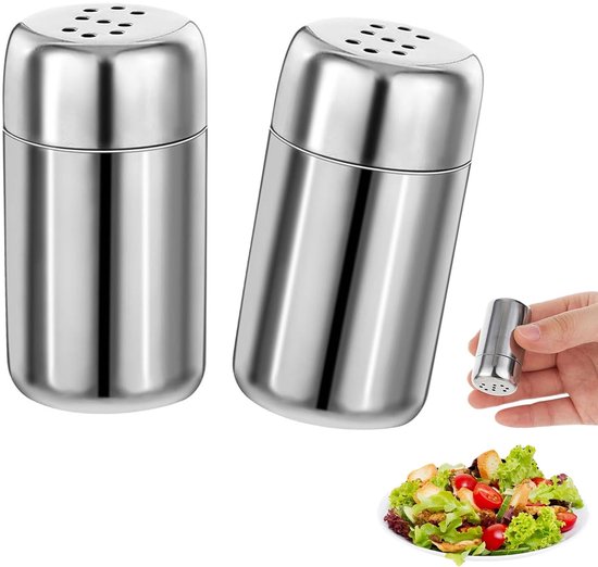 SPHProducts - Zout- en pepervaatje - Mini formaat - Perfect voor onderweg - Roestvrij staal - Ideaal voor reizen en camping - Compact en lichtgewicht