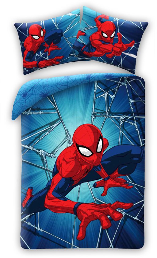 Spider-Man Dekbedovertrek Web - 140 x 200 cm + 50 x 70 cm - Katoen van Merkloos