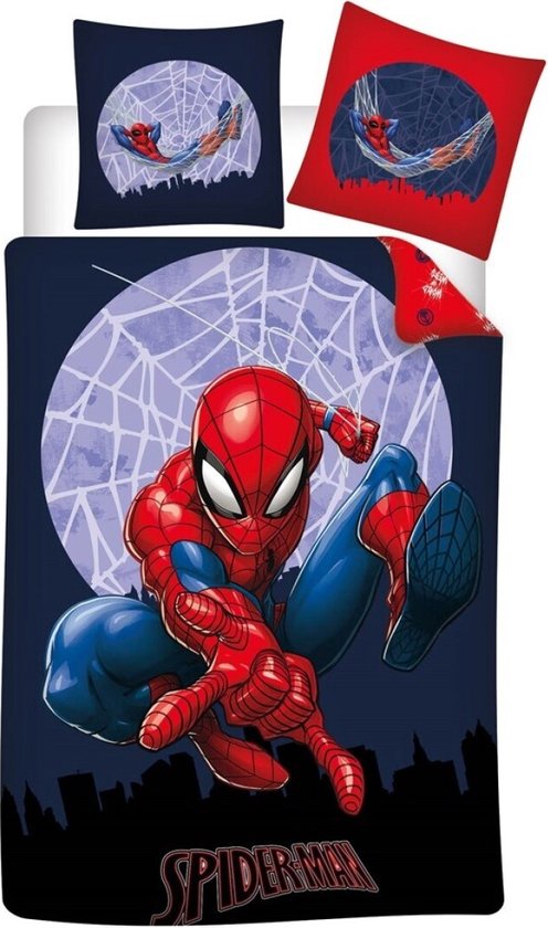 Spiderman Dekbedovertrek spinnenweb polykatoen 140 x 200 cm van Marvel