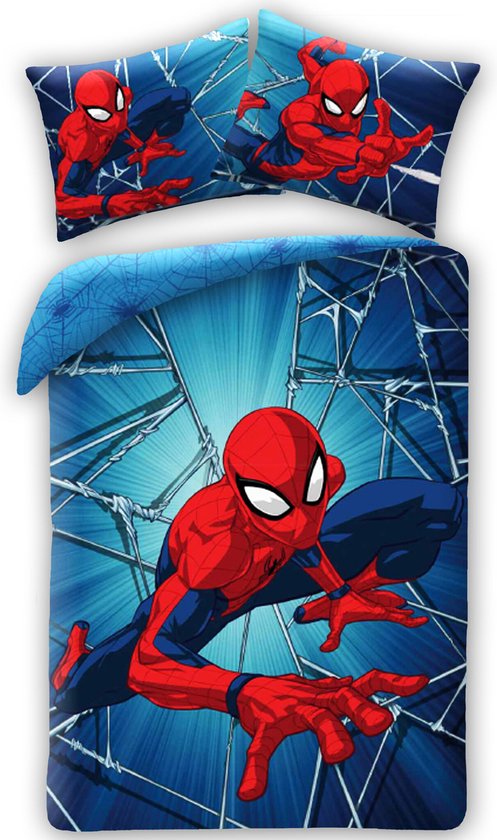 SpiderMan Dekbedovertrek web 140 x 200 cm - 70 x 90 cm (katoen) van Merkloos