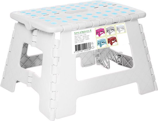 Splendole Opstapje Inklapbaar Caravanopstapje - Opvouwbaar - 100 kg - witte krukje van Splendole