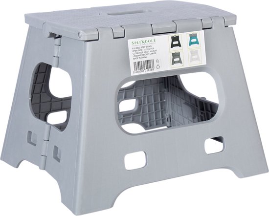Splendole Opstapje Inklapbaar Caravanopstapje - Opvouwbaar - 120 kg - 27 cm krukje Grijs van Splendole