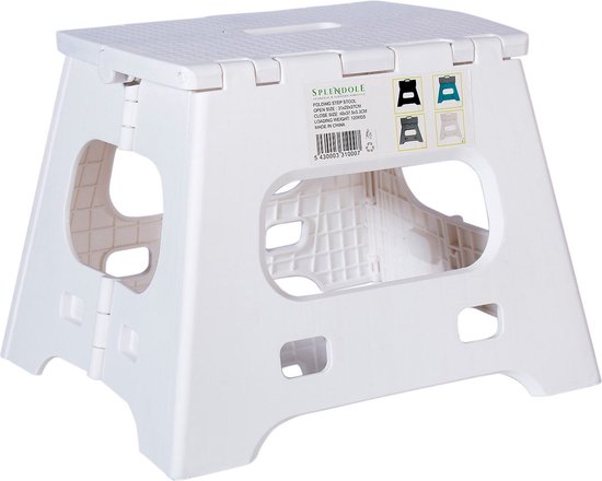 Splendole Opstapje Inklapbaar Caravanopstapje - Opvouwbaar - 120 kg - 27 cm krukje Wit van Splendole
