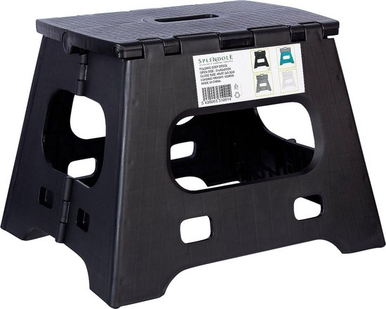 Splendole Opstapje Inklapbaar Caravanopstapje - Opvouwbaar - 120 kg - 27 cm krukje Zwart van Splendole