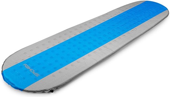 Spokey Air Mat - Slaapmat - Zelfopblaasbaar - Eenpersoons - 185 x 55 x 3cm - Blauw / Grijs