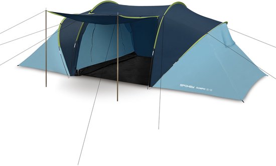 Spokey OLIMPIC 2+2 – Tent - 4-persoonstent - twee slaapcabines - Waterdicht (2000mm) - comfort en privacy voor vier kampeerders van Spokey