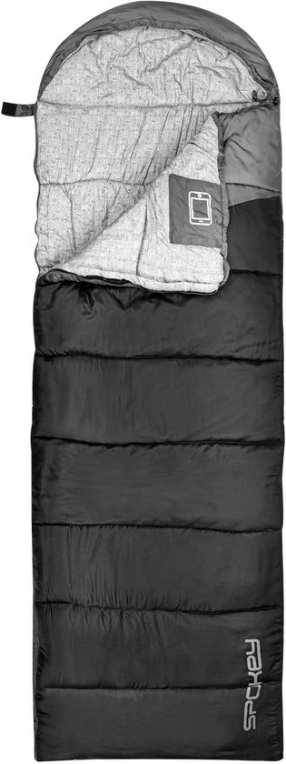 Spokey POLARIS 350 - Winter slaapzak - Mummy Slaapzak - 230 × 75 cm met compressiezak – Grijs / Zwart van Spokey