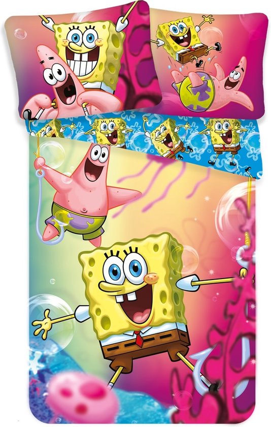 SpongeBob Dekbedovertrek, Fun - 140 x 200 + 70 x 90 cm - Katoen van Nickelodeon