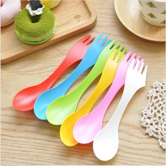 Spork – Set van 6 Stuks -  Spork Campingbestek – Spork 3 in 1