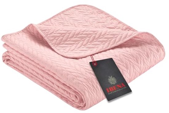 Sprei 140x210 cm - Roze Vlechtpatroon Beddeken van Merkloos