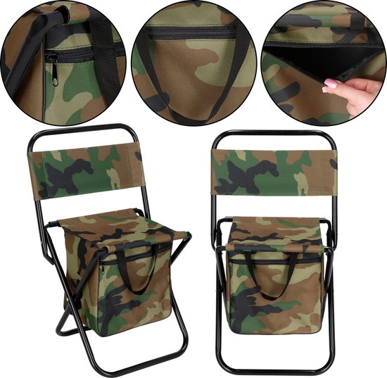 Springos Campingkruk - Kampeerkruk - Viskruk - Opvouwbaar - Inclusief Draagriem - Camouflage van SPRI