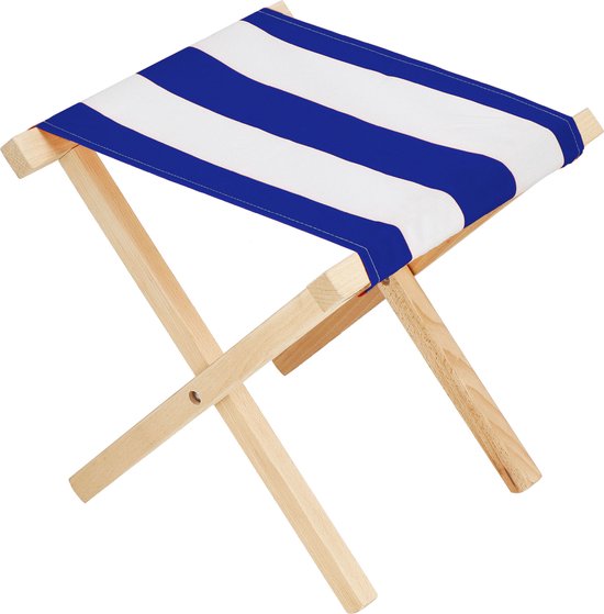 Springos Campingkruk - Kampeerkruk - Viskruk - Voetensteun - Opvouwbaar - Blauw/Wit van Springos