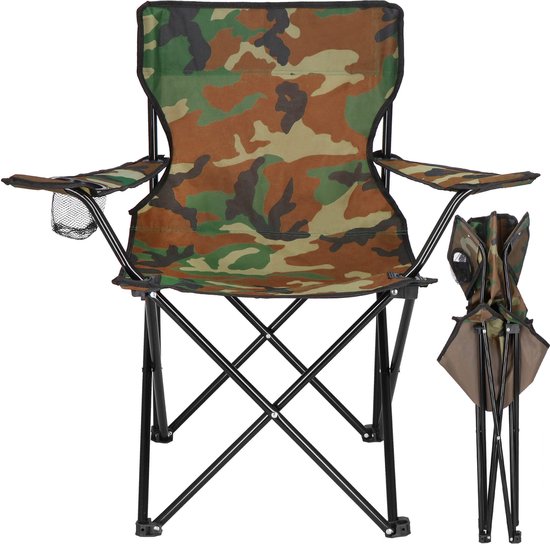 Springos Campingstoel | Kampeerstoel | Vouwstoel | Visstoel | Inklapbaar | Camouflage van Merkloos