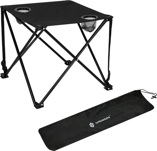 Springos Campingtafel Inklapbaar | Inclusief Draagtas | Polyester | Zwart van Merkloos