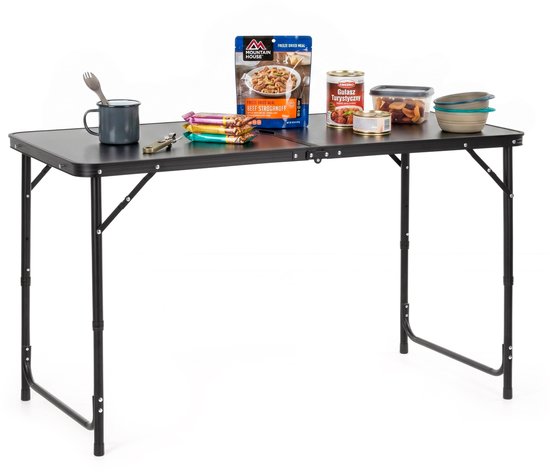 Springos Campingtafel - Vouwtafel - Inklapbaar - Opvouwbaar - 120 x 60 x 55 cm - Zwart/Grijs