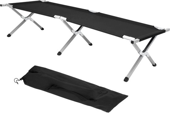 Springos Kampeerbed | Stretcher | Zwart | Tot 150 KG | 190,5 CM van Springos