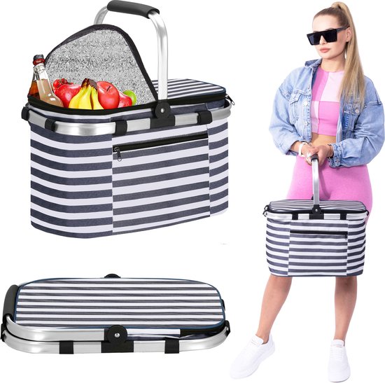 Springos Koeltas | Koelbox | 28 Liter | 40 x 25 x 28 cm | Blauw/Wit van Springos