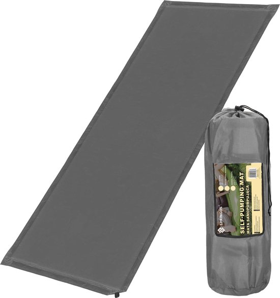 Springos Slaapmat | Zelfopblazend | 180 cm | Inclusief Hoes | Grijs van Springos