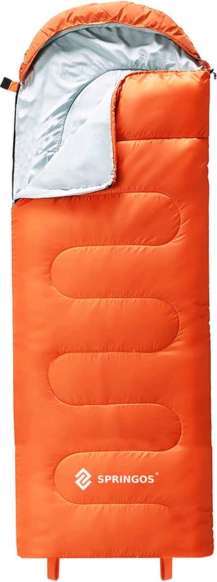 Springos Slaapzak | Slaapzakken | Dekenmodel | Inclusief Draagtas | 205 x 73 cm | Oranje van Springos