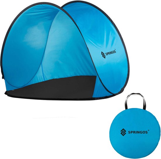 Springos Strandtent - Pop-Up Strandtent - UV Filter - Inclusief Draagtas - 120 x 150 x 110 cm - Blauw van Springos