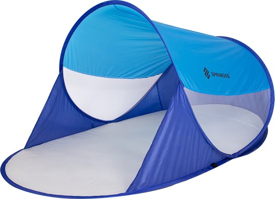 Springos Strandtent | Pop-Up Strandtent | UV Filter | Inclusief Draagtas | 120 x 200 cm | Blauw van Springos