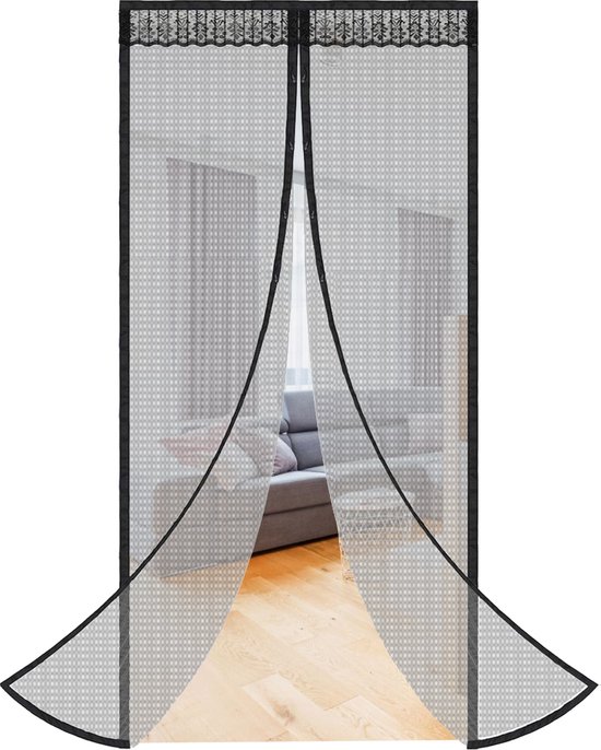 Springos Vliegengordijn - Deurgordijn - Magnetisch - 210 X 100 CM | Zwart