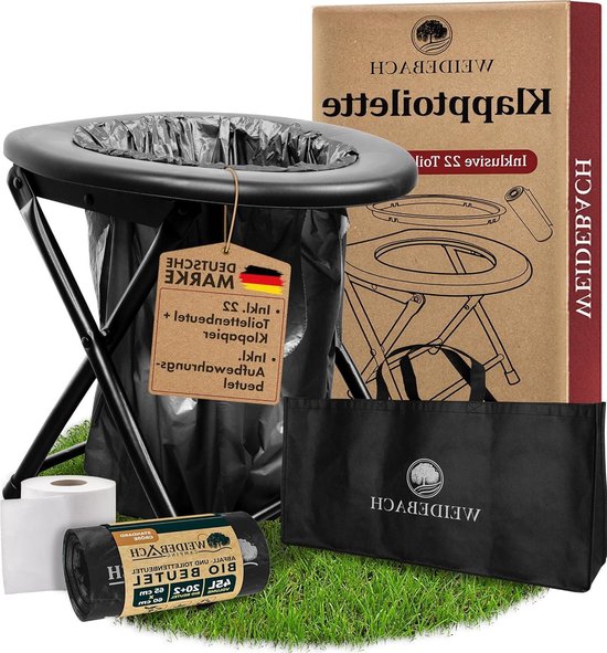 Stabiel campingtoilet met laag gewicht - eenvoudig transporteerbaar - klaptoilet incl. 22 zakken - mobiel toilet - ideaal voor kamperen - motoruitstapjes - campingtoilet opvouwbaar - compact en draagbaar van GGOOD