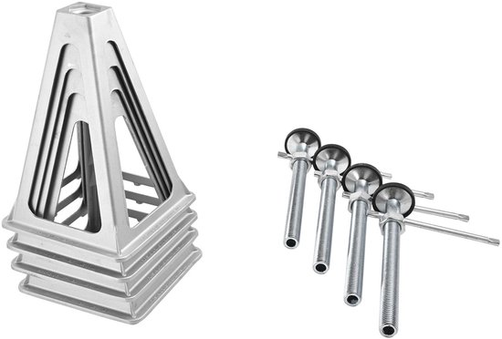 Stabilisatiekrikken voor campers- 4-delige set aluminium nivelleerkrikken- stapelbare krikken voor campers- caravans en vouwwagens- enkele schroefkrik- draagvermogen tot 2721-6 kg- verstelbaar van 27-9 tot 43-2 cm