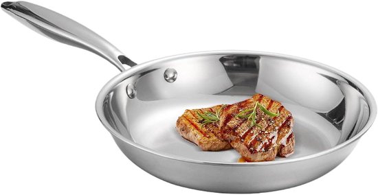 Stainless Steel Pan, Oven Skillet Cooking Pan, Sturdy Deep Pot Steaks and Eggs, Bucket and Frying Pans, 19.09x11.81x3.15 inches Stainless Cookware for Home and Kitchen