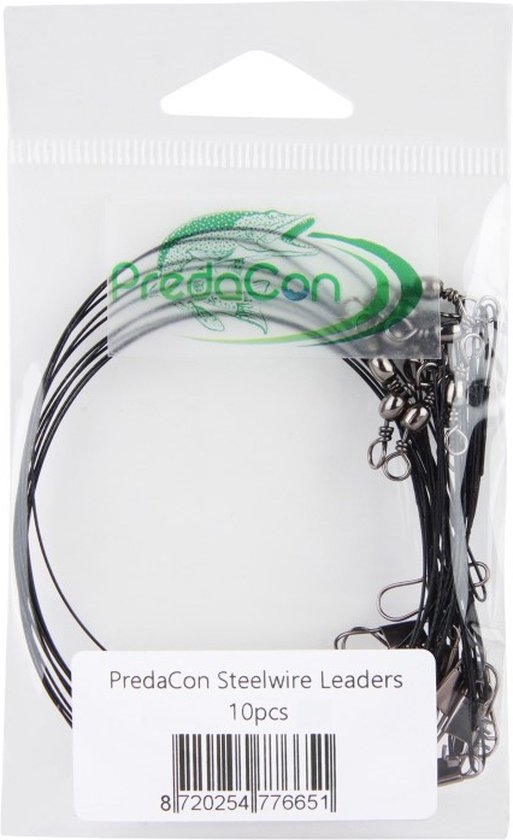 Stalen onderlijn - 10 stuks - Zwart - 15cm - 14kg - Roofvis kunstaas onderlijnen - Snoek onderlijn van Jenzi