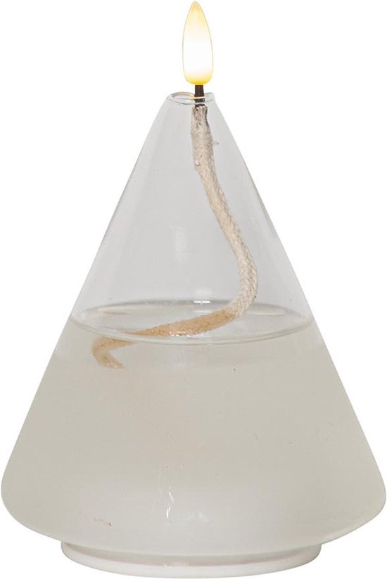 Star Trading Vlamdrijver, kegelvorm, glas, transparante was, olielamp ontwerp, warm wit, LED, timer, 15,5 cm van Star Trading