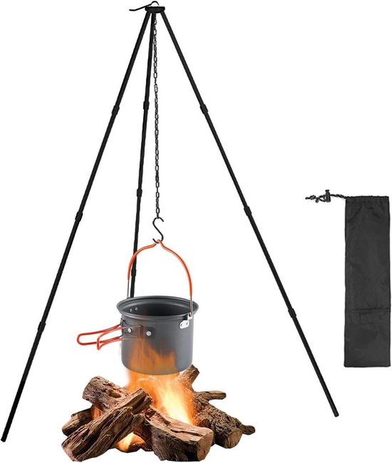 Statief kooktoestel - Camping fornuis - Koken buiten - Verstelbare hangketting - 326 cm lengte - Aluminium