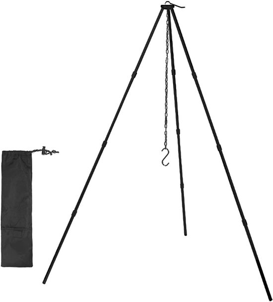 Statieffornuis Kamperen - Buiten Kookstatief - Outdoor Koken - Verstelbare Ketting - 0.5 kg Gewicht - Zilver
