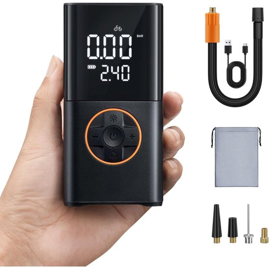 StayPowered Draadloze Luchtpomp - Compact & Razendsnel Opblazen - 150 PSI Druk - 4 Slimme Modi - USB-C Opladen - Krachtige LED Zaklamp - Oplaadbaar - Alle Ventielen - Zwart - Levering Sneller dan Aangegeven! van Merkloos