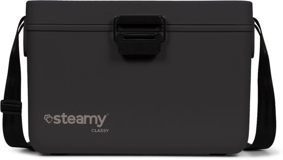 Steamy Classy 12 - Kleine Koelbox incl. divider/ snijplank met Schouderband - 12 Liter - Raven Black van Steamy