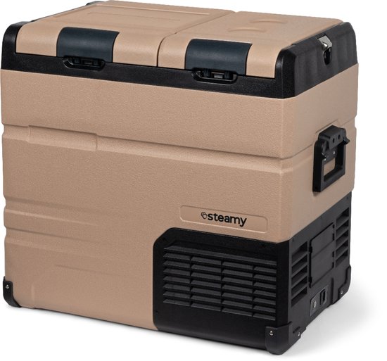Steamy-E Dual Zone Elektrische Compressor Koelbox - Dual Zone - 54 liter - 12V en 230V - voor auto en camping - Sandstone van Merkloos