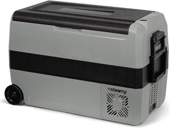 Steamy-E Dual Zone Roller Elektrische Compressor Koelbox Op Wielen - 44 liter - 12V en 230V - voor auto en camping - Grijs van Steamy