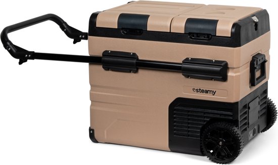 Steamy-E Dual Zone Roller Elektrische Compressor Koelbox Op Wielen - Dual Zone - 45 liter - 12V en 230V - voor auto en camping - Sandstone van Steamy