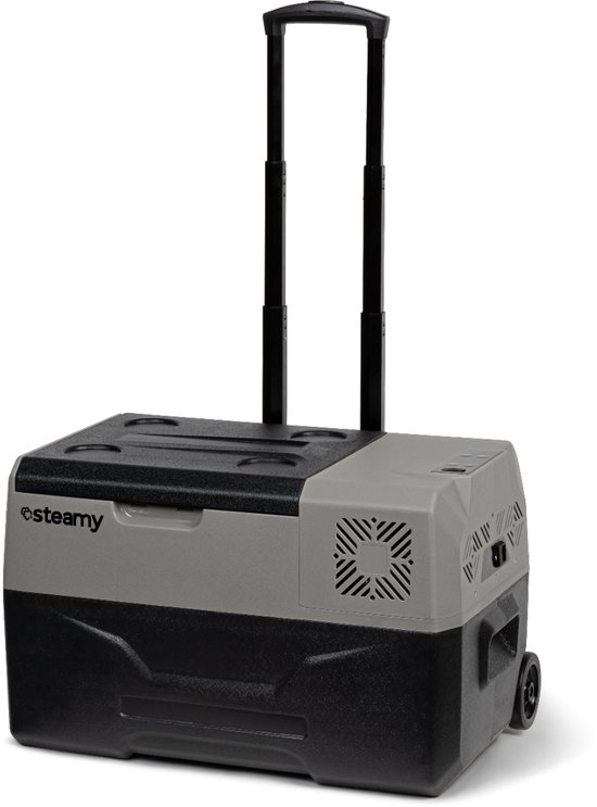 Steamy-E Single Zone Elektrische Compressor Koelbox Op Wielen - 28 liter - 12V en 230V - voor auto en camping - Grijs van Steamy
