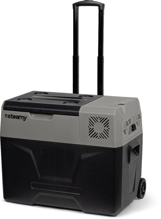 Steamy-E Single Zone Elektrische Compressor Koelbox Op Wielen - 39 liter - 12V en 230V - voor auto en camping - Grijs van Steamy