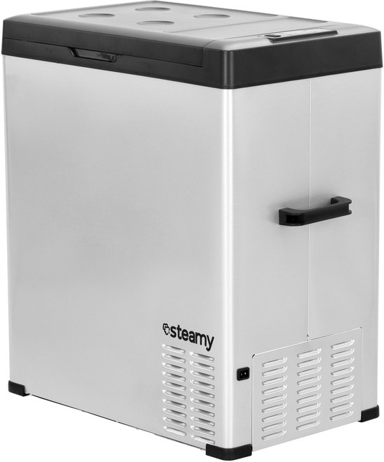 Steamy-E Single Zone Elektrische Compressor Koelbox - Single Zone - 64 liter - 12V en 230V - voor auto en camping - Zilver van Steamy
