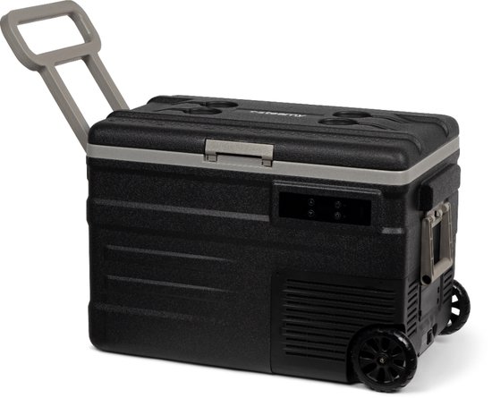 Steamy-E Single Zone Roller Elektrische Compressor Koelbox Op Wielen - Single Zone - 45 liter - 12V en 230V - voor auto en camping - Zwart van Steamy