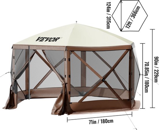 SteeFly® Pop-up camping tuinhuisje - 6-zijdige luifel - Ruim & waterbestendig - Voor tuin & camping - Tegen zon & regen van SteeFly®