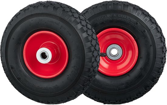 steekwagenwiel 3.00-4 set van 2 luchtbanden - bolderkar stalen velg - 100 kg - zwart-rood Bolderkar van Dat is "Bolderkar".